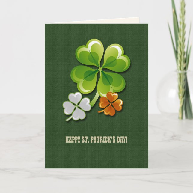 Carte Bonne Saint Patrick. Shamrocks Tricolor (Devant)