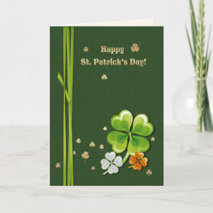 Carte Bonne Saint Patrick. Shamrocks Tricolor
