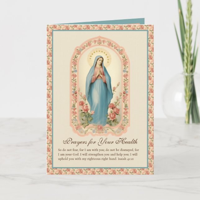 Carte Bonne santé Prière religieuse Pêcher Floral (Devant)