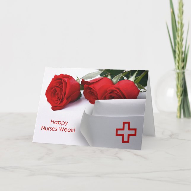 Carte Bonne Semaine des infirmières. Casquette des Roses (Devant)