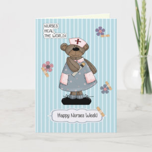 Carte Bonne Semaine des infirmières. Ours en peluche mig