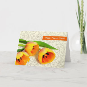 Carte Bonne Semaine des infirmières. Tulipes de printemp