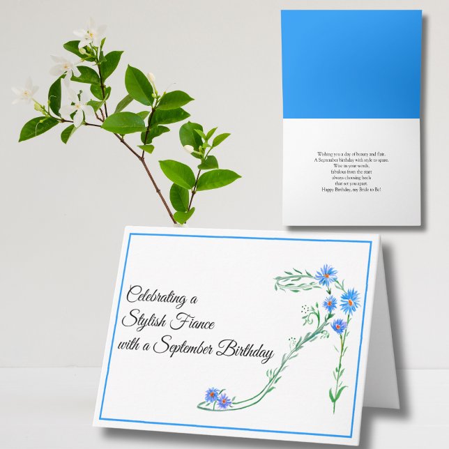 Carte Bonne Septembre Anniversaire Fiance Blue Aster Flo (Créateur téléchargé)