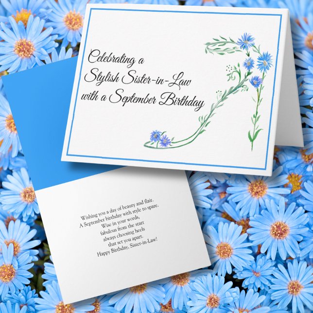 Carte Bonne Septembre Anniversaire Soeur en Droit Blue A (Créateur téléchargé)