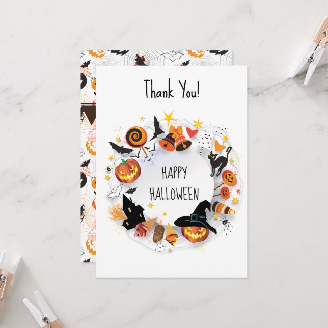 Carte Bonne soirée d'Halloween (Devant/Arrière en situation)