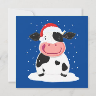 Carte Bonne Vache Holstein Dans La Neige De Noël