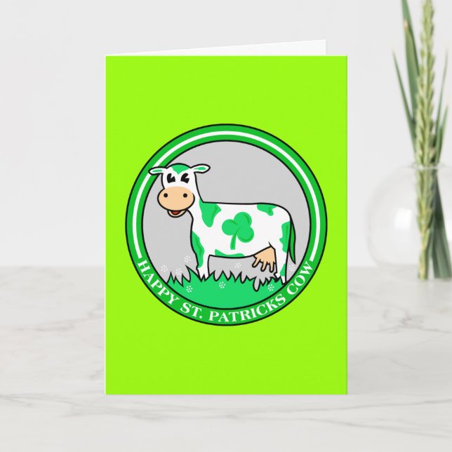 Carte Bonne vache Shamrock de la Saint Patrick (Devant)