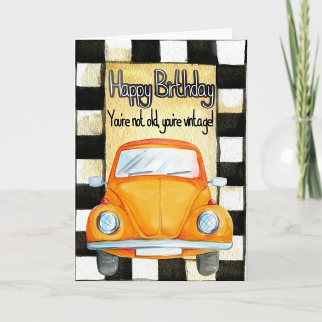 Carte Bonne Voiture Vintage Anniversaire (Devant)