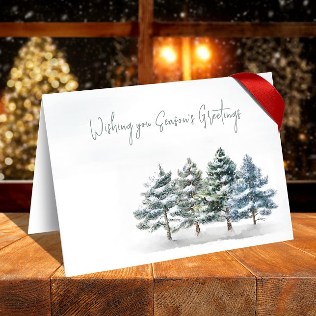 Carte Bonnes Fêtes Aquarelle hiver (Season's Greetings holiday folding card.)