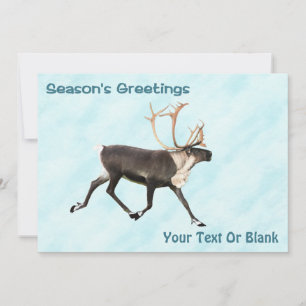 Carte Bonnes Fêtes - Caribou (rennes) Sur Neige