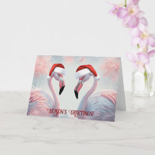 Carte Bonnes Fêtes Flamants roses amusants Santa Hat