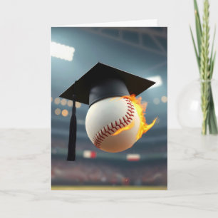 Carte Bonnet de fin d'études sur un baseball flamboyant