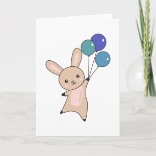 Carte Bonnet mouches Ballons au-dessus de mignons animau