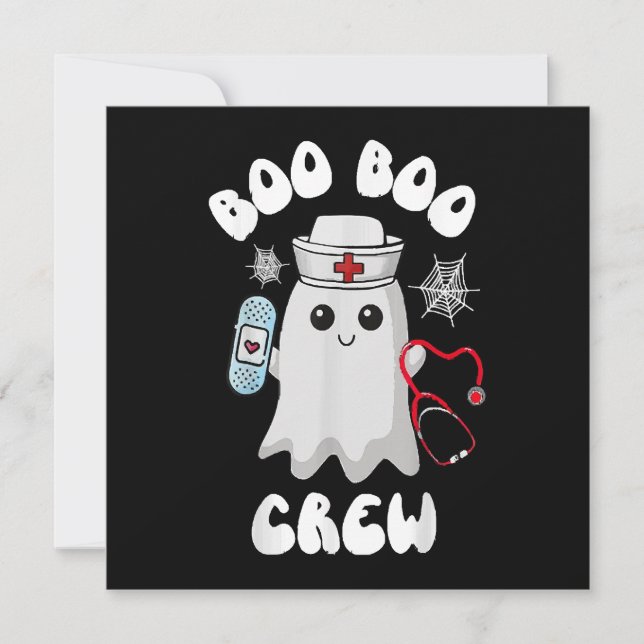 Carte Boo Boo Crew Cute Nurse Ghost Funny Halloween (Devant)