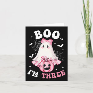 Carte Boo Je suis trois 3ème anniversaire fille rose Bow