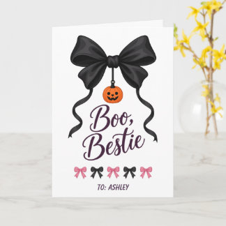 Carte Boo Meilleure Amie Coquette Nœud Citrouille Rose H
