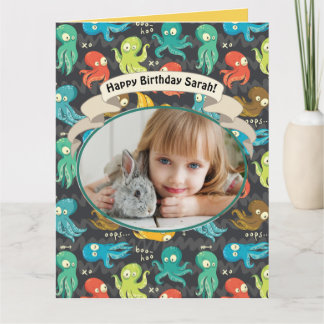 Carte Boo Octopus Cute Multicolor Anniversaire de enfant