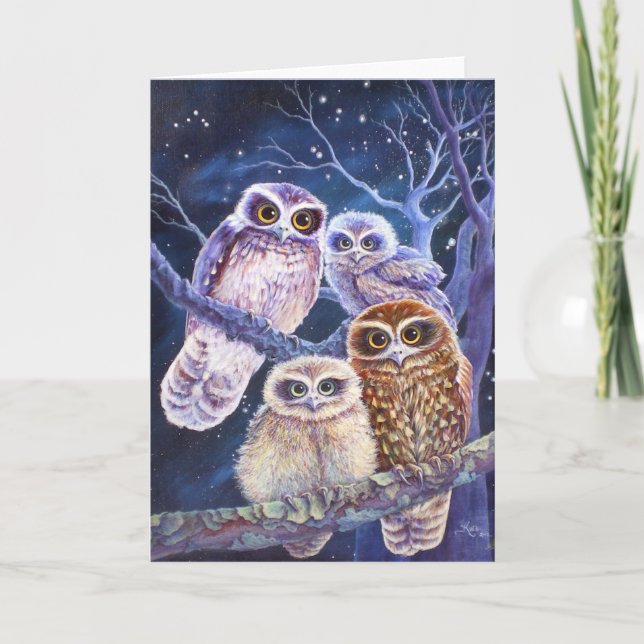 Carte Boobook Owl Family (Devant)