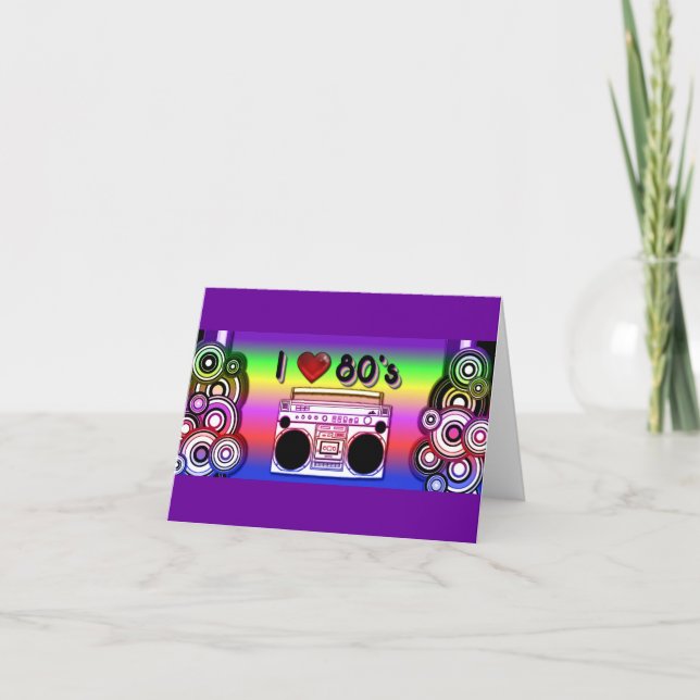 Carte Boombox 80's Retro 80's Note Card (Devant)