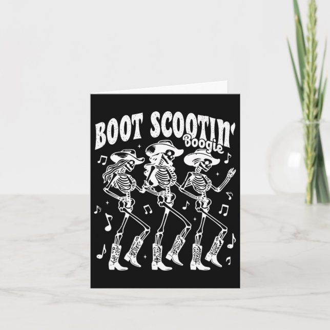 Carte Boot Scootin' Boogie Retro Western Skeleton Dancin (Devant)