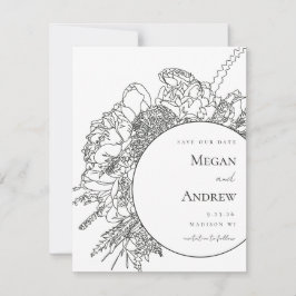 Carte Boquet floral moderne Enregistrer la date