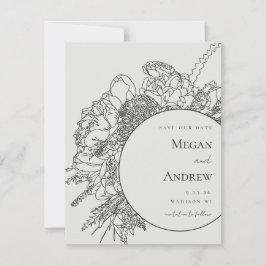 Carte Boquet floral moderne Enregistrer la date