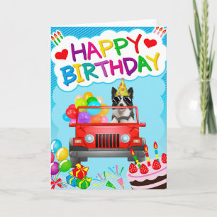 Carte Border Collie Chien Conduisant avec des Ballons