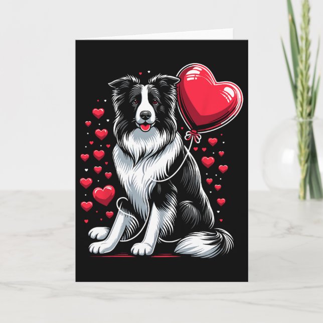 Carte Border Collie Chien Saint-Valentin Propriétaire de (Devant)
