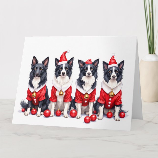 Carte Border Collie Christmas Dress Santa Hat (Devant)