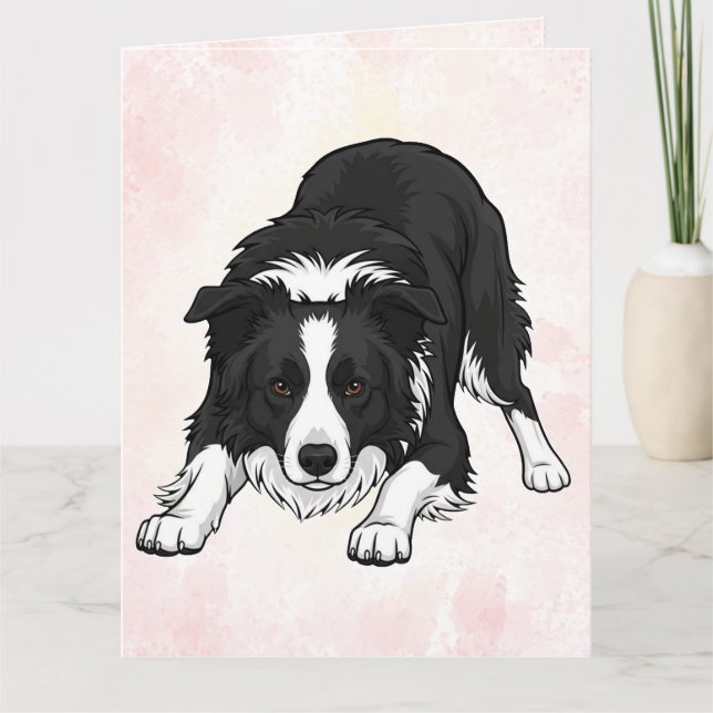 Carte Border Collie Dog Folded Greeting Card (Devant)