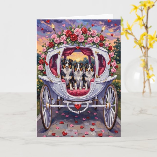 Carte Border Collie Dog Valentine's Day (Fleur jaune)