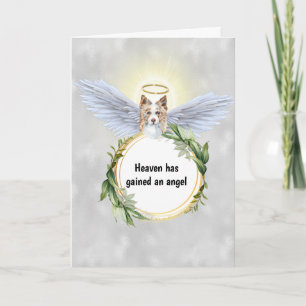 Carte Bordure collie angel ailes halo wreath paradis