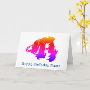 Carte Bordure Collie Arc-en-ciel Couleur personnalisée A