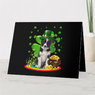 Carte Bordure Collie Chien Shamrock Jour de la Saint Pat