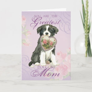 Carte Bordure Collie Heart Maman