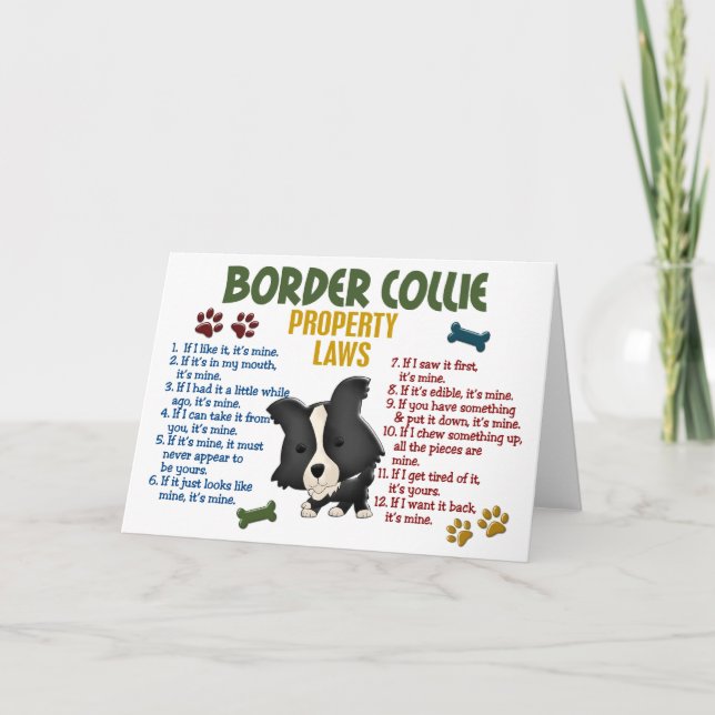 Carte Bordure Collie Lois sur les propriétés 4 (Devant)