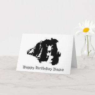 Carte Bordure Collie Silhouette Anniversaire personnalis