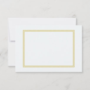 Carte Bordure métallisée double or sur fond blanc pétill