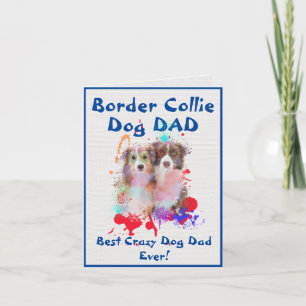 Carte Bordure personnalisée Collie Papa Fou Chien Papa D