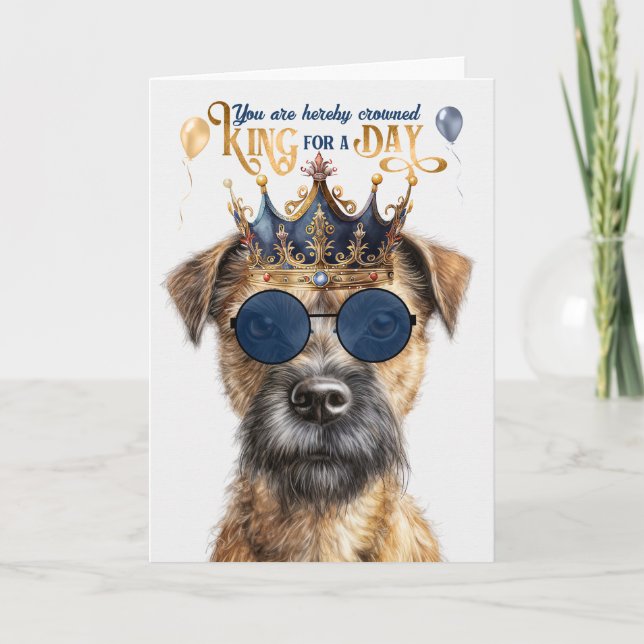 Carte Bordure Terrier Chien King pour jour drôle Anniver (Devant)
