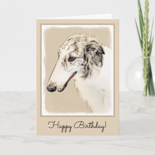 Carte Borzoi (Brindle d'argent) Peinture originale de ch (Devant)