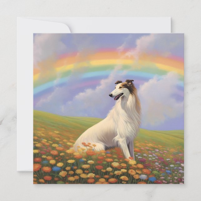 Carte Borzoi Rainbow Bridge Nom personnalisé Dog Memoria (Devant)