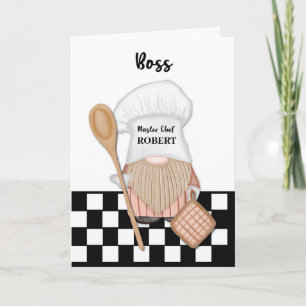 Carte Boss Birthday Whimsical Gnome Chef Cuisine