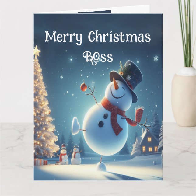 Carte Boss Happy Snowman Hot Chocolate Noël (Devant)