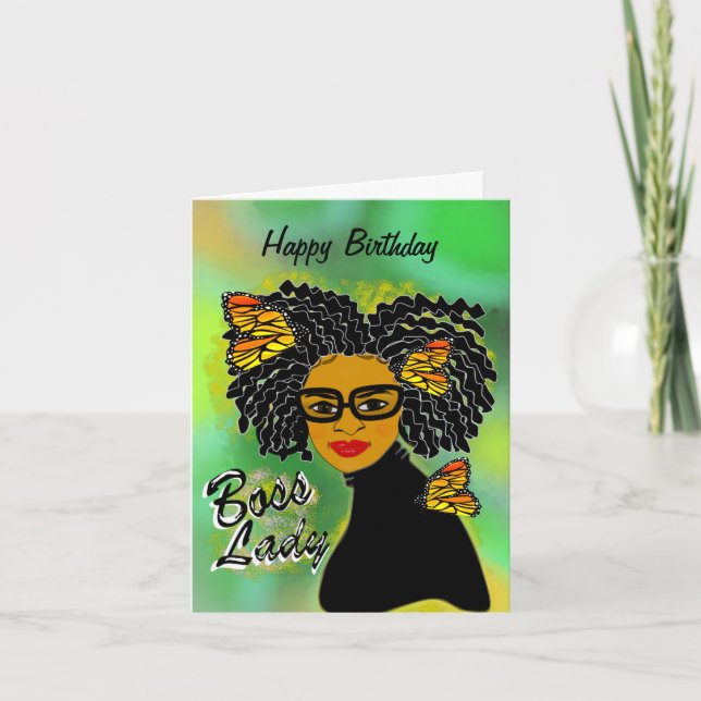 Carte Boss Lady Anniversaire afro-américain (Devant)