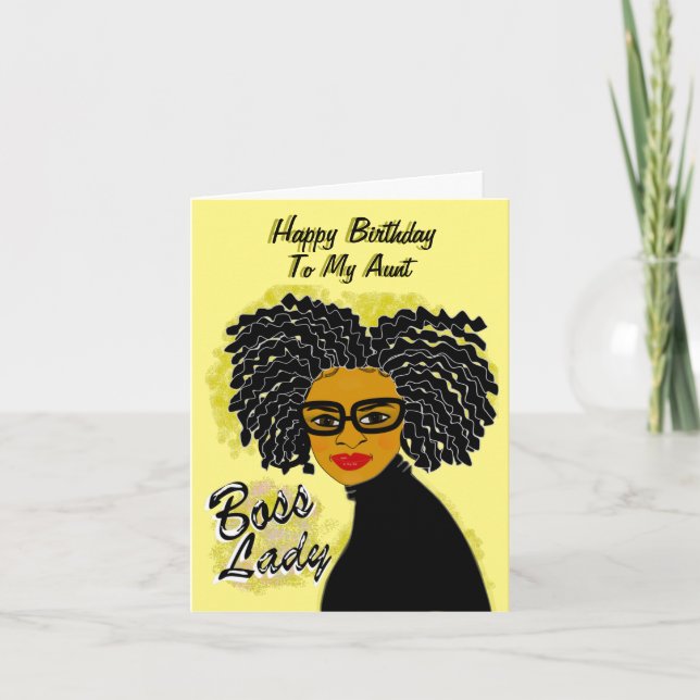 Carte Boss Lady Joyeuse Tante d'Anniversaire Africain Am (Devant)