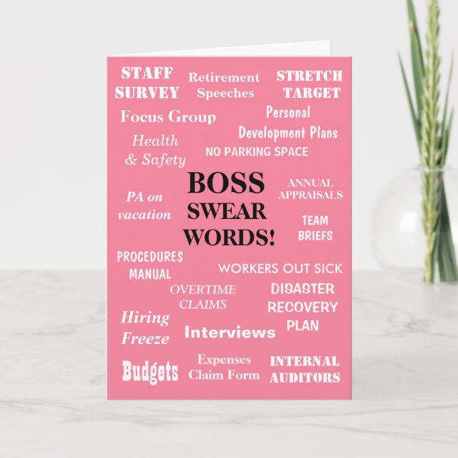 Carte Boss Sweer Mots | Amusante Femme Boss Anniversaire (Devant)