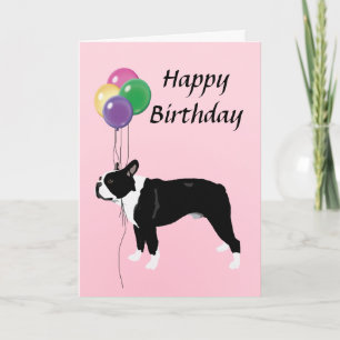 Carte Boston Terrier avec le joyeux anniversaire de