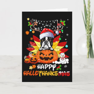 Carte Boston Terrier Chien Halloween Et Joyeux Noël