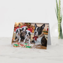 Carte Boston Terrier Christmas Cookie Card
